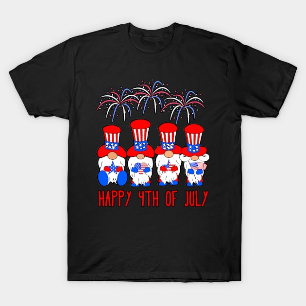 Patriotic Gnomes America Happy 4th of July T-Shirt by Kdeal12